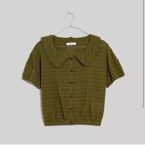 Madewell Ruffled collar crop top in kale size small